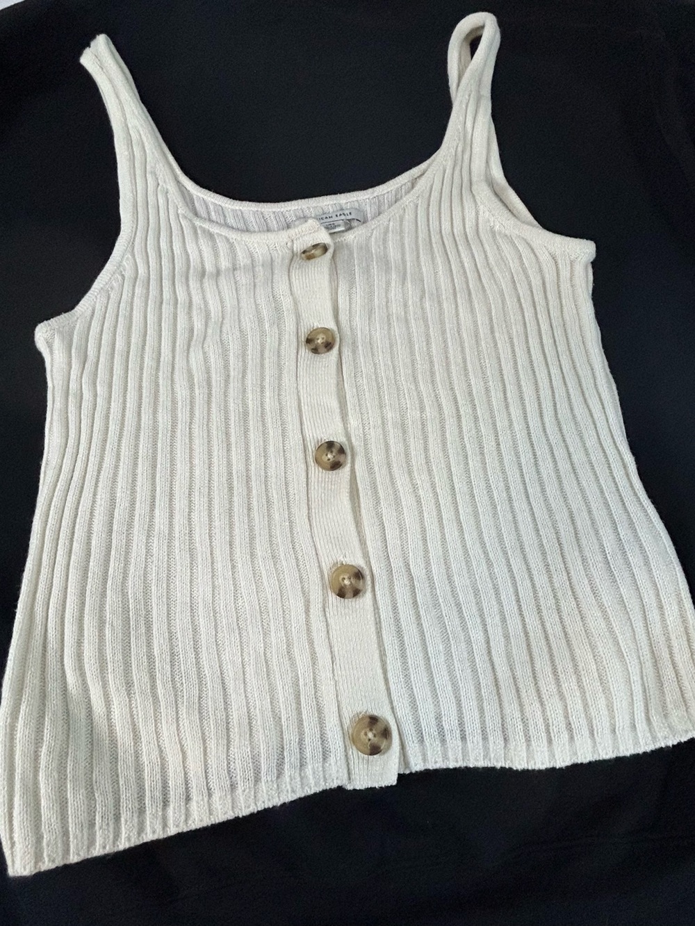 American Eagle Outfitters Cream Ribbed Button up knit tank